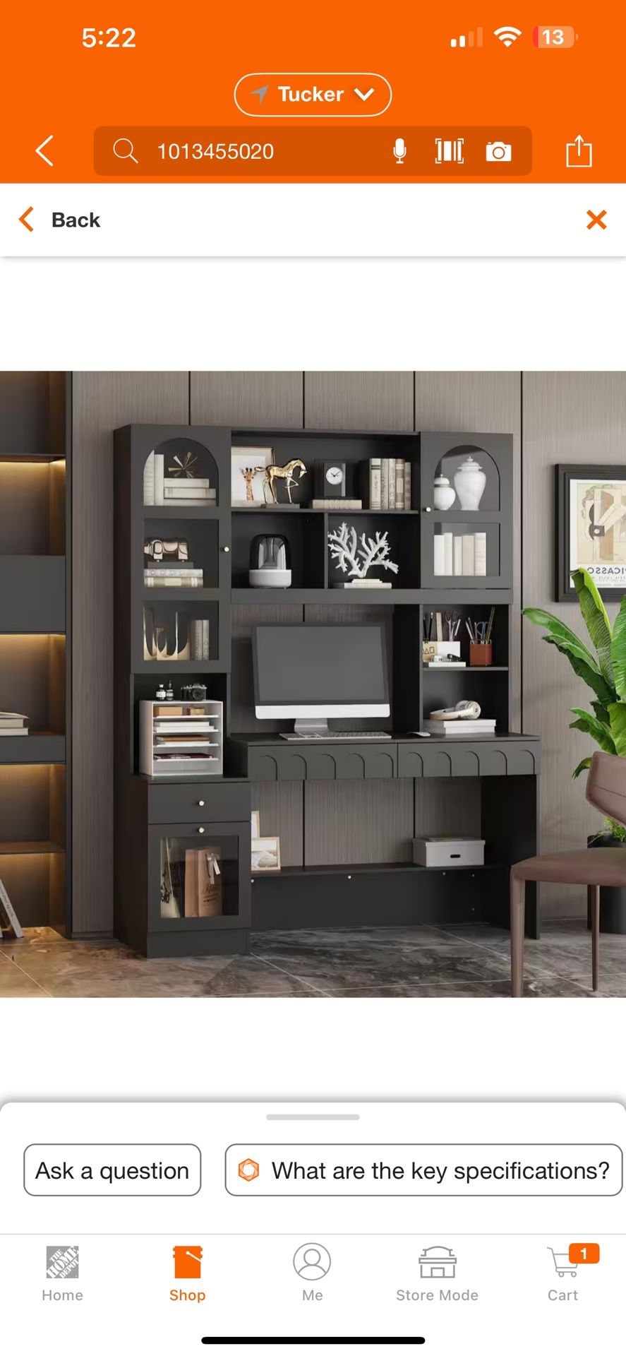 62.4 in. W 2-in-1 Wood Computer Desk Black Writing Desk 79.1 in. Tall Bookshelf, -Drawers, Door Cabinet Home Office