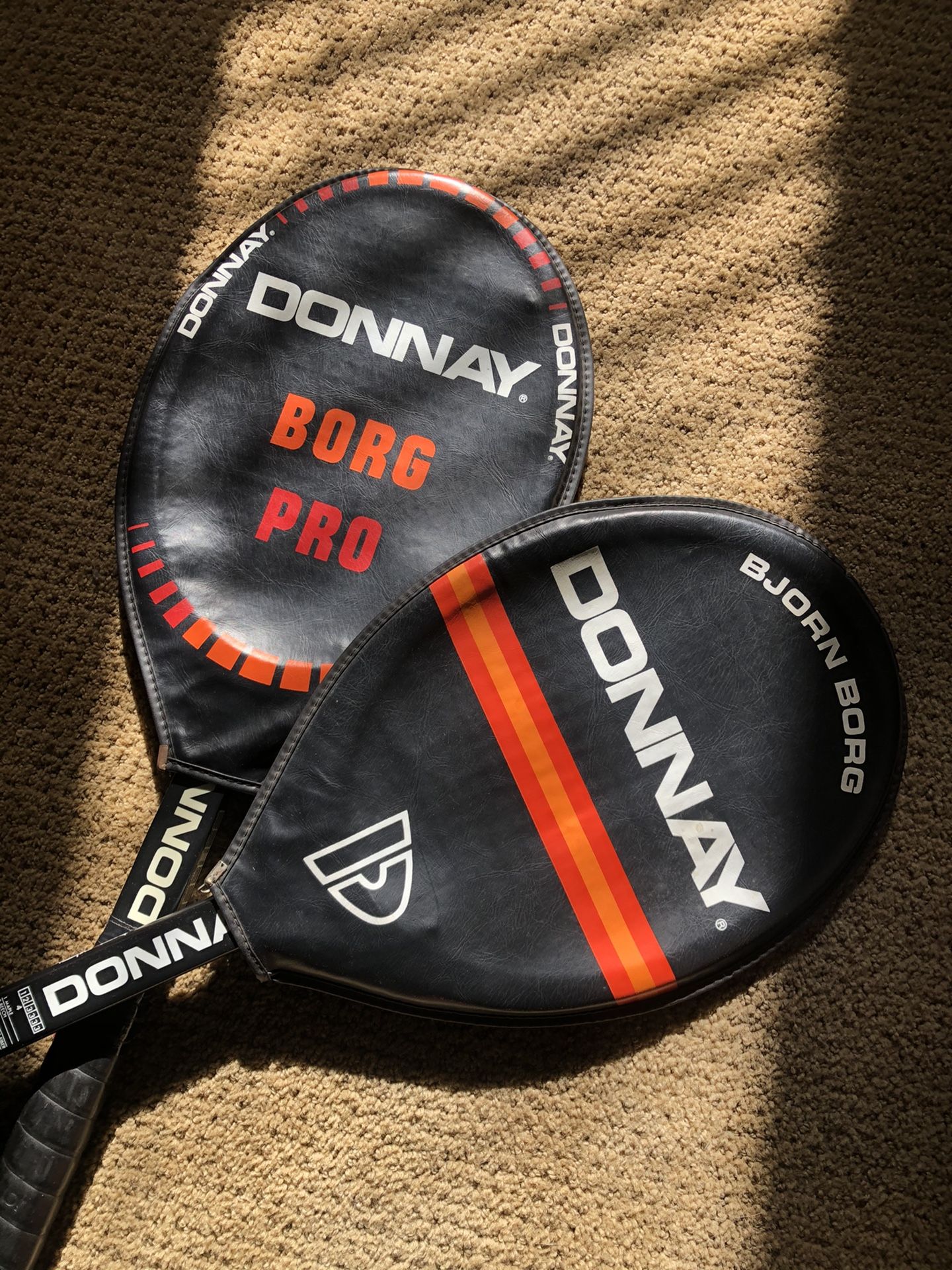 Pair of Vintage Fiberwood Donnay Borg Pro Tennis Racquets for Sale