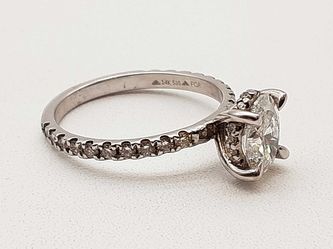 1.50 Carat Oval Lab Grown Diamond 14k White Gold 2.5g Ring Size 7 Do0924irxmia