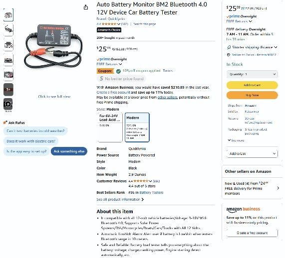 Auto Battery Monitor BM2 Bluetooth 4.0