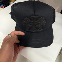 CHROME HEARTS LEATHER TRIPLE CROSS HAT