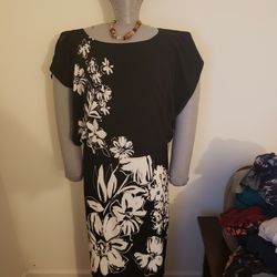Olivia Matthews Floral Black & White Dress- Medium
