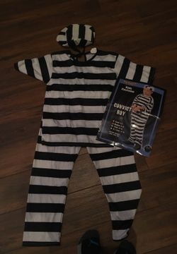 Convict boy Halloween costume, size boy medium, 8-10