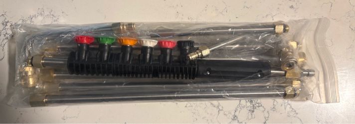 Selkie 120inch Stainless Steel Pressure Washer Extension Wand Power Washer Lance with Spray Nozzle Tips,30°,90°Curved Rod, 1/4’’Quick Connect, Replace