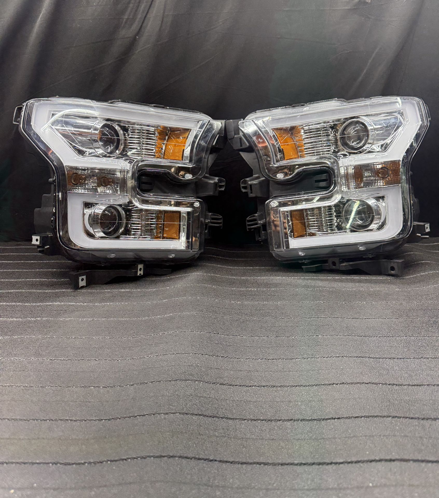 2015 - 2017 Ford F150 F-150 Headlights Chrome LED DRL