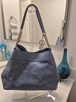 Coach Lexy in Denim Blue Pebbled Leather.  Excellent Condition.  Clean!