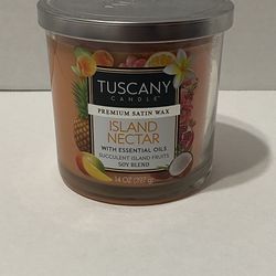 Tuscany Island Nectar 3 Wick Candle 14 oz Tropical Scent New