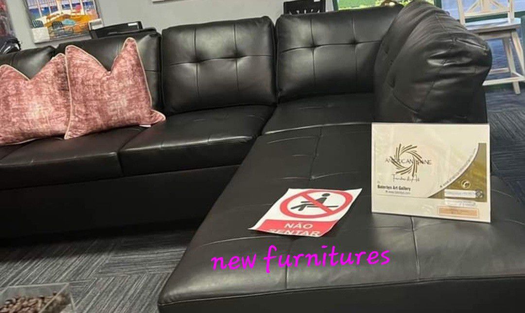 ■♤ Vintahe Black Gray Fau Leather Sectional Sofa Couch Living Room Set Daybed Futon Recliner Sleeper 
