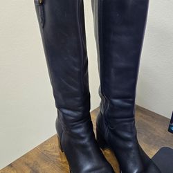 Salvatore Ferragamo Black Leather Pull On Riding Boots Black Size 9