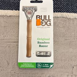 Bulldog Original Bamboo Men's 5-Blade Razor Handle Plus 2 Razor Blade Refills, Steel Razor Blades For A Smooth Close Shave, No Artificial Colors, No S
