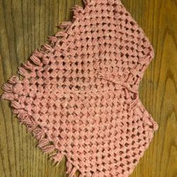 Hand Croquet Knit Child About 6-12 Years Poncho Shoulder Dress Cover