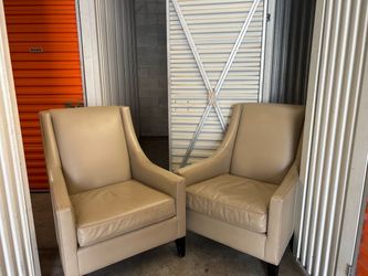 Beige Leather Chairs, Good Condition