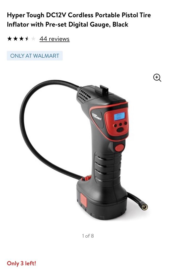 Hyper Tough DC12V Cordless Portable Pistol Tire Inflator with Preset