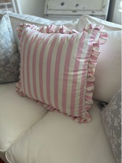 Pink and white ruffle cushion