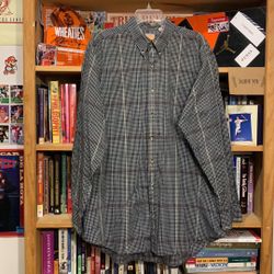 CAREER CLUB Tall Man-men’s black plaid long sleeve dress shirt