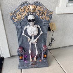 Animated Skeleton Tombstone with Lights and Music