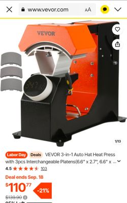 VEVOR 3-in-1 Auto Hat Heat Press