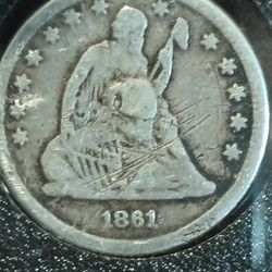 1861 S Seated Liberty Quarter Dollar 