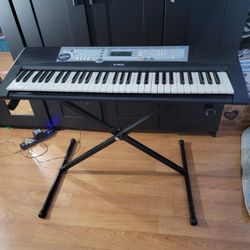 Yamaha Piano Keyboard With Adjustable Stand And Power Cord 