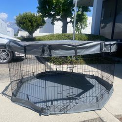 30” Tall Dog Playpen With Cover Dog Run, Dog Cage 8 Panels Fence with Door