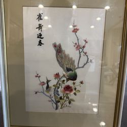 Antique Chinese silk embroidery Artwork