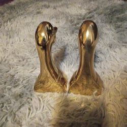 Vintage solid brass duck bookends