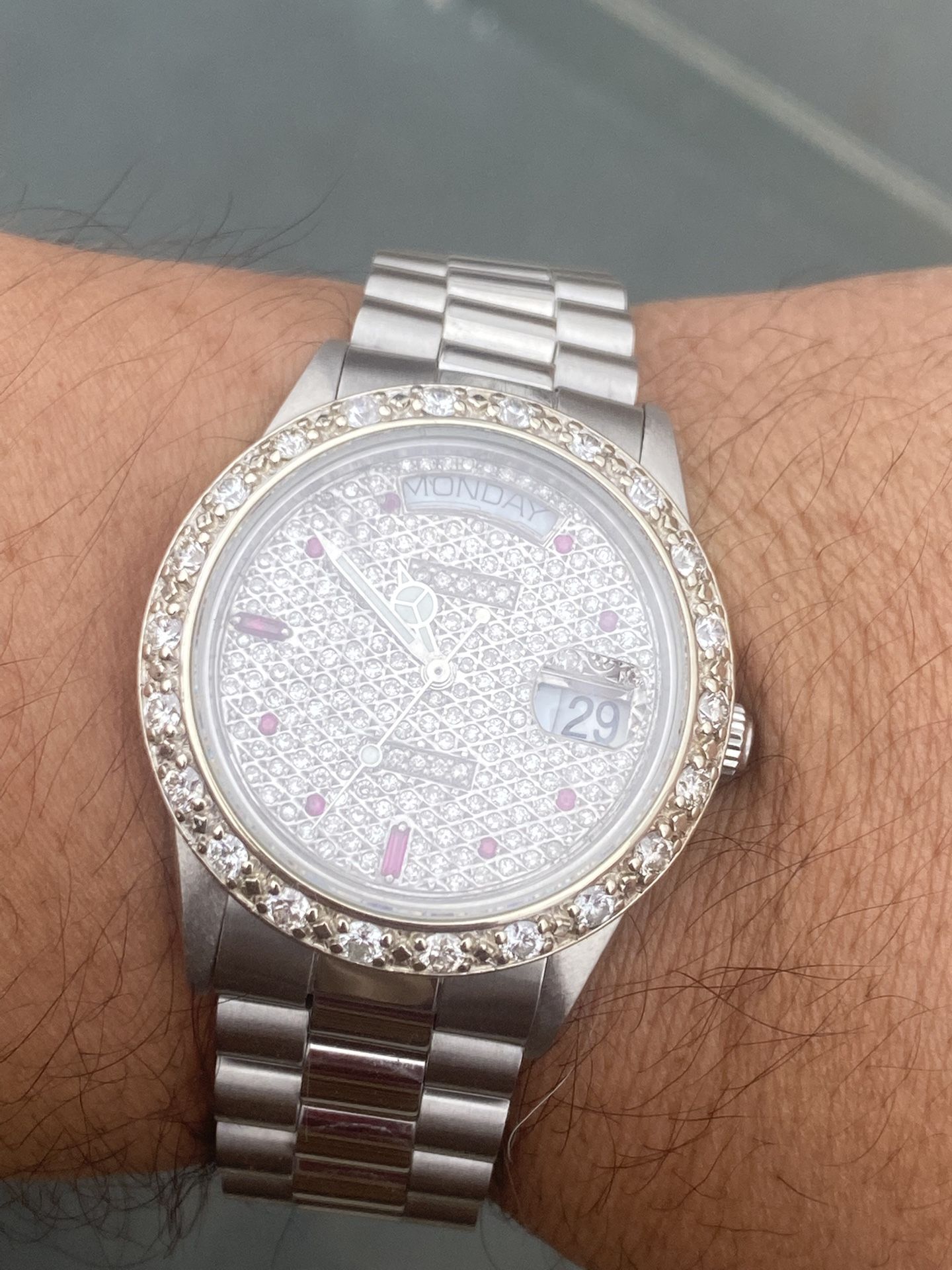 Rolex Day Date Rubies Diamonds 36mm Buy Sale Trade Gold Watches Chains Bracelet 10k 14k 18k Coins Art 