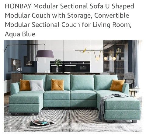 HONBAY MODULAR SOFA (LIKE NEW) Agua blue