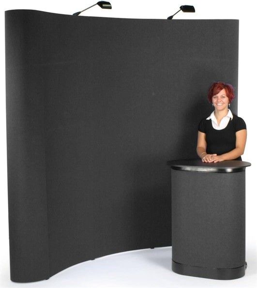 Pop-up Booth Display, Curved 8ft Wall - Black