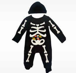 Carter’s Halloween Skeleton Sleeper Hat Set 3M NWT