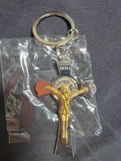 Saint Benedict crucifix keychain