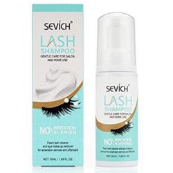 Eyelash Extension Shampoo & Brush, SEVICH Lashes Foaming Cleanser, Natural Eyelashes Care Moisturize Repair, Wash for Extension Remover Eye Mascara Ma