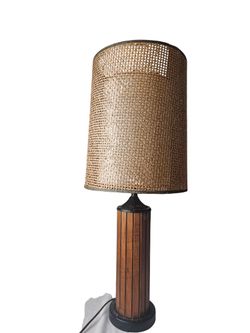 Vintage Mid Century Danish Style Gruvewood Lamp 