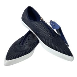 Vans Premium Authentic Point Sneaker Shoes Men 5.5 Women 7 Pinstripe Navy Blue