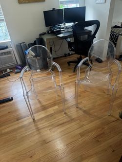 Kartell Louis Ghost Armchairs by Philippe Starck - Pair, Clear (Authentic)