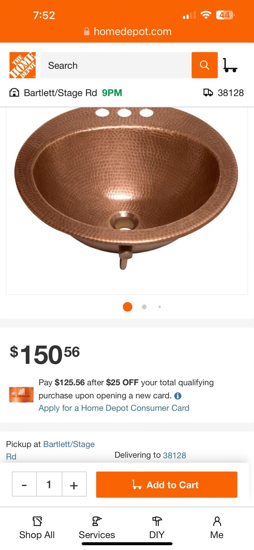 Copper 19inch Sink
