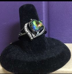 14 Kt black gold filled rainbow ring