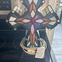 Stained Glass Cross Lamp