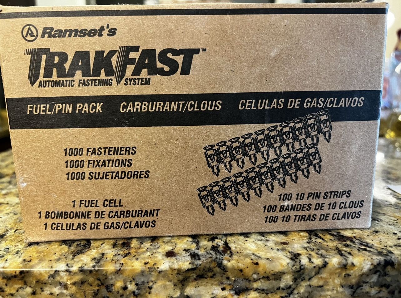 Ramset FPP034B TrakFast 3/4" Steel Pin with Single Fuel Cell 1000 Pack For 2HNX1