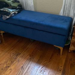 Ottoman blue and gold with storage