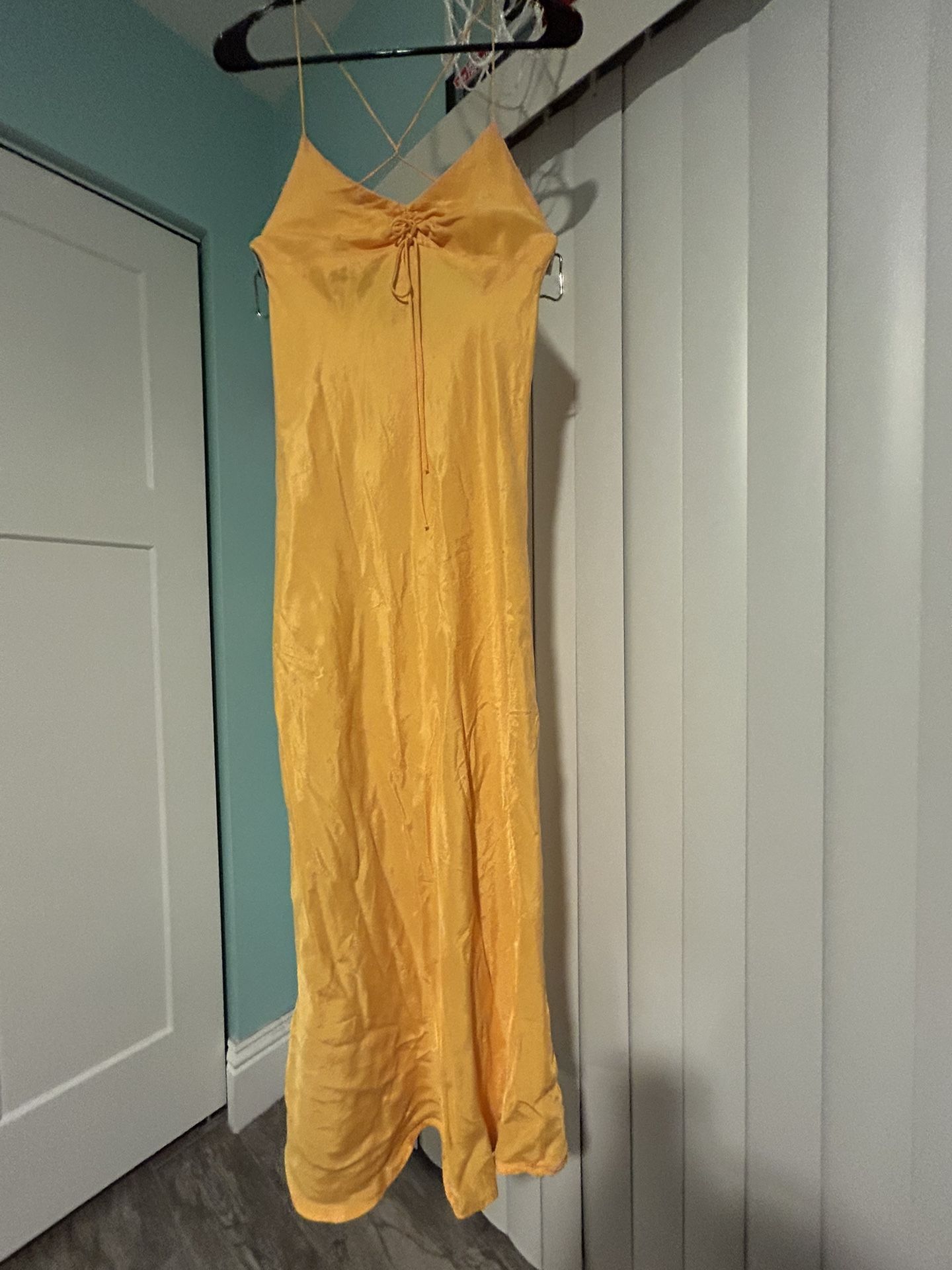 yellow long dress