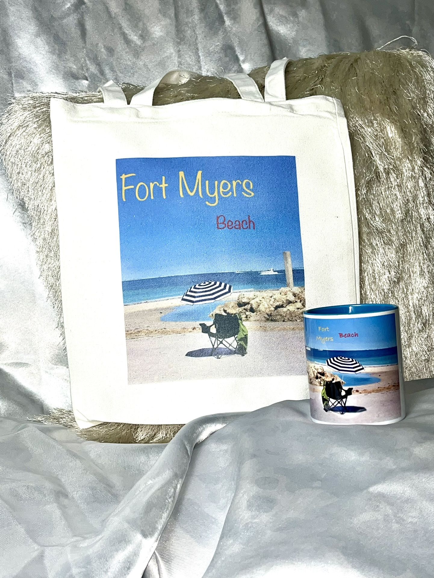 Polyester canvas bag 13x14 Inches with ceramic mug