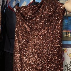 Brown Sequins One strap Dress