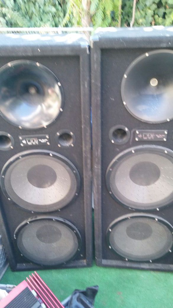 Pro studio mach 2 speaker cabinets. 4- 15" monster subs 2- 12" horn tweeters party rockers