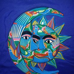 Large Handpainted Sun & Moon Pottery Wall Art