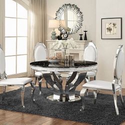 Brand New 5 Piece Chrome/Black Round Dining Set