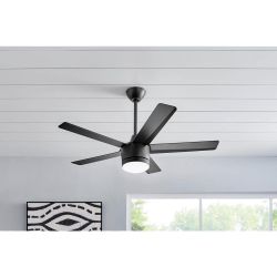 Home Decorators Merwry 48 in Ceiling Fan LED Matte Black Remote SW1422/48in/MBK - New