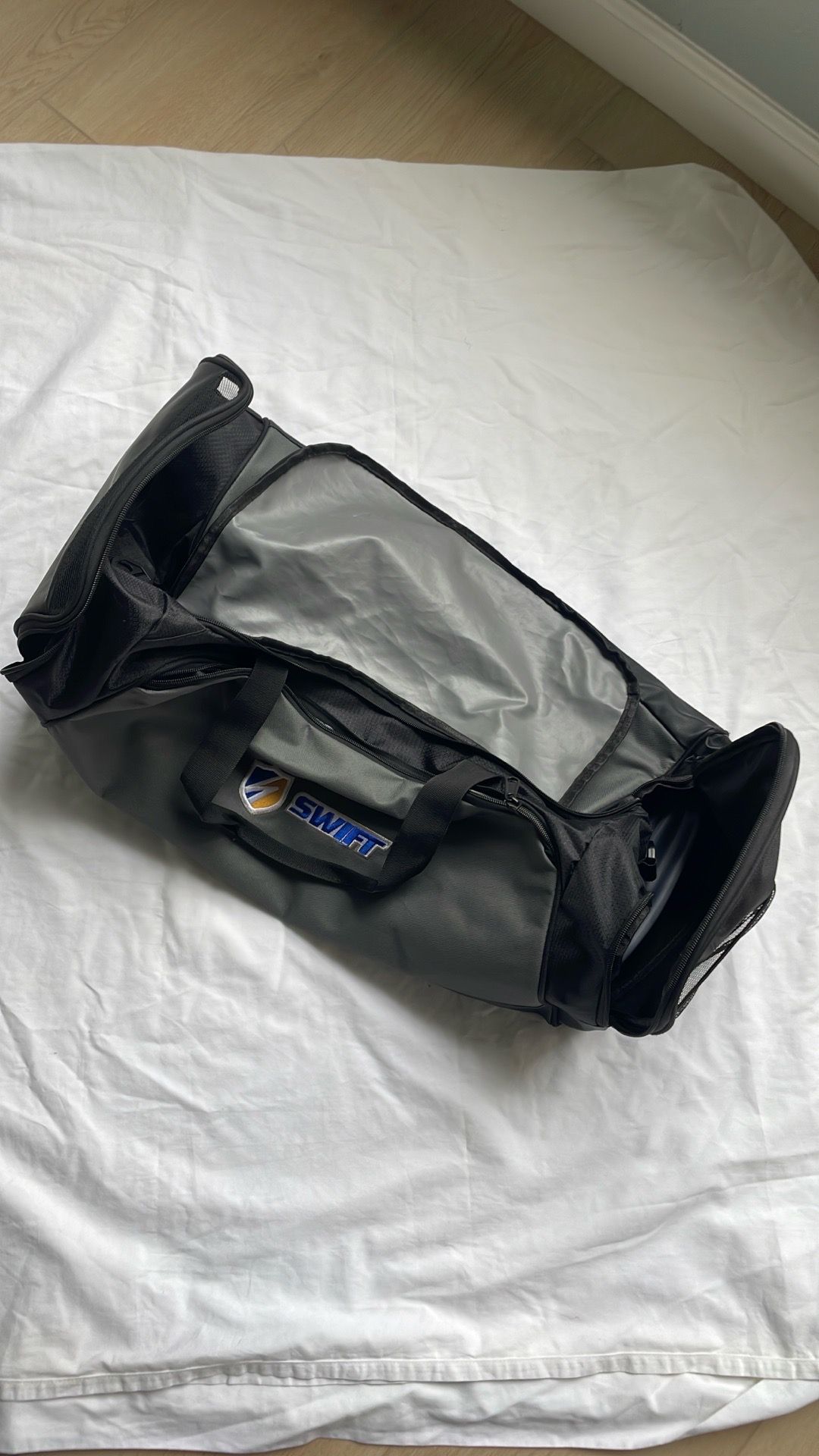 Extra Large Gray and Black Duffel Bag