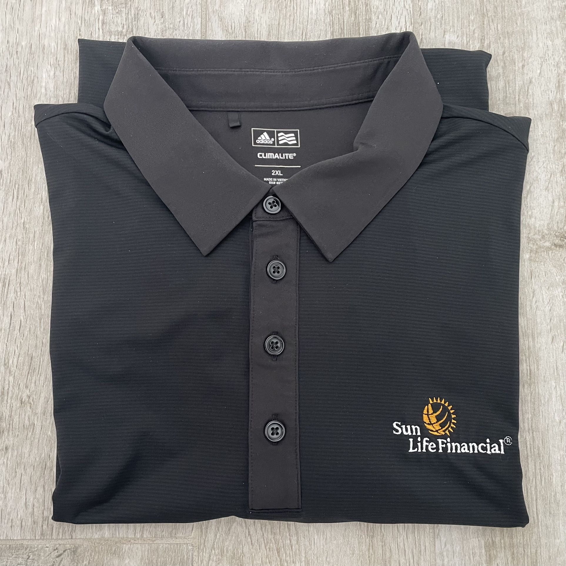 Adidas Climate Men’s Black Polo Golf Shirt with Sun Life Financial Logo, XXL
