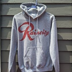 Gray Red Rainier RainCity Womens Hoodie Sweatshirt Size Small The Northwest Clothing